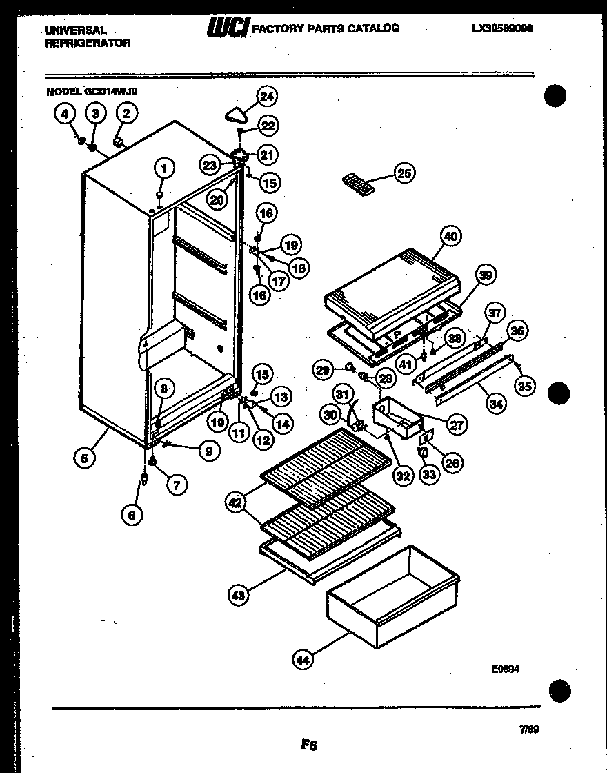 Frigidaire GCD14BJ0 cabinet parts diagram