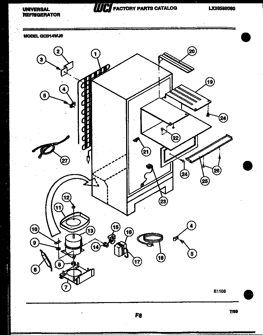Frigidaire GCD14BJ0 system and automatic defrost parts diagram