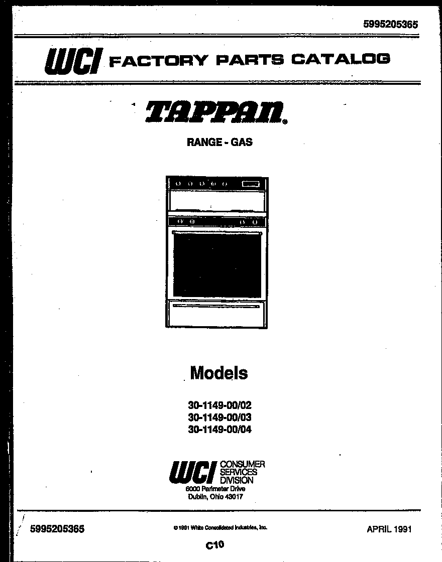 Tappan 30-1149-00-02 cover page diagram