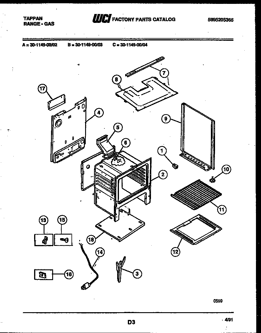 Tappan 30-1149-00-02 body parts diagram