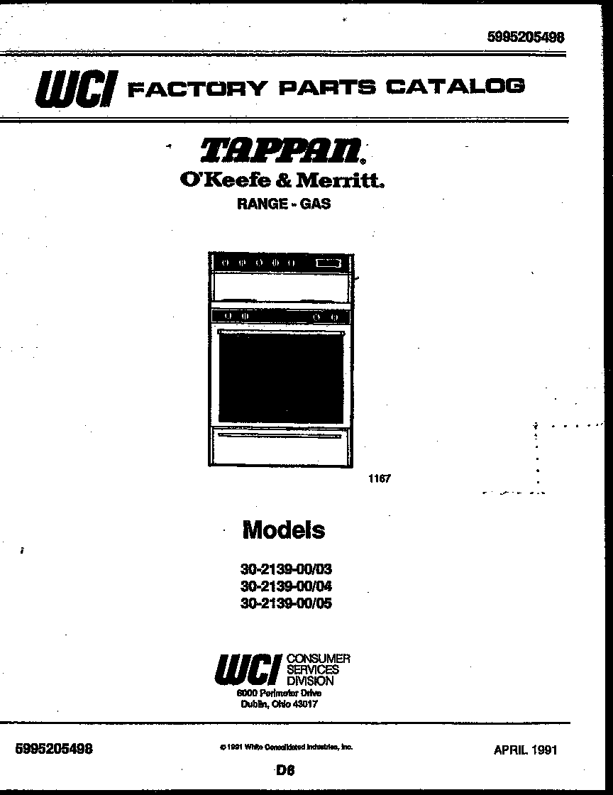 Tappan 30-2139-00-04 cover page diagram