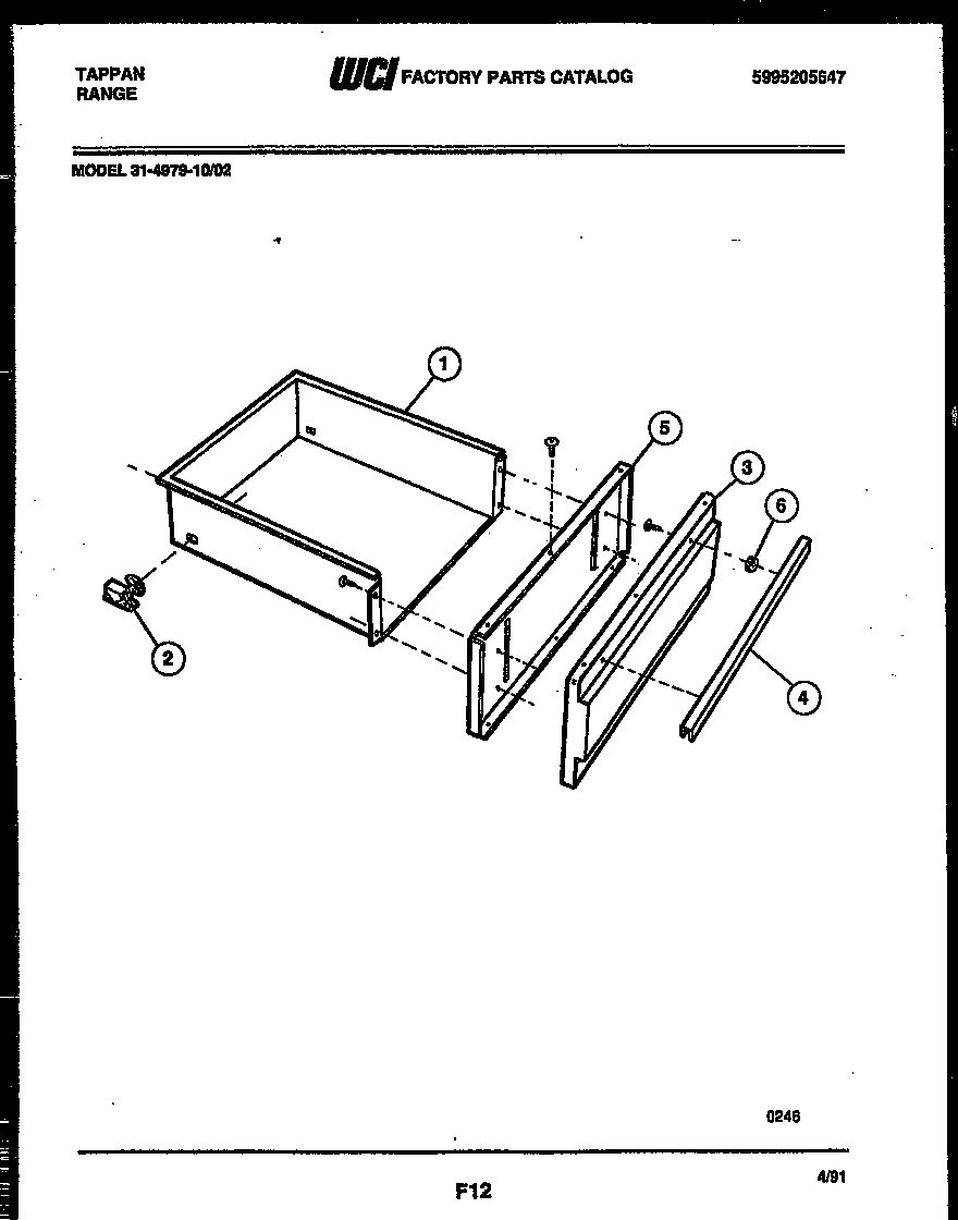 Tappan 31-4979-00-02 drawer parts diagram
