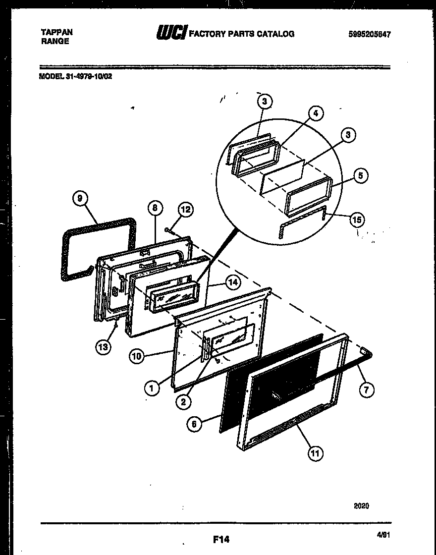 Tappan 31-4979-00-02 door parts diagram