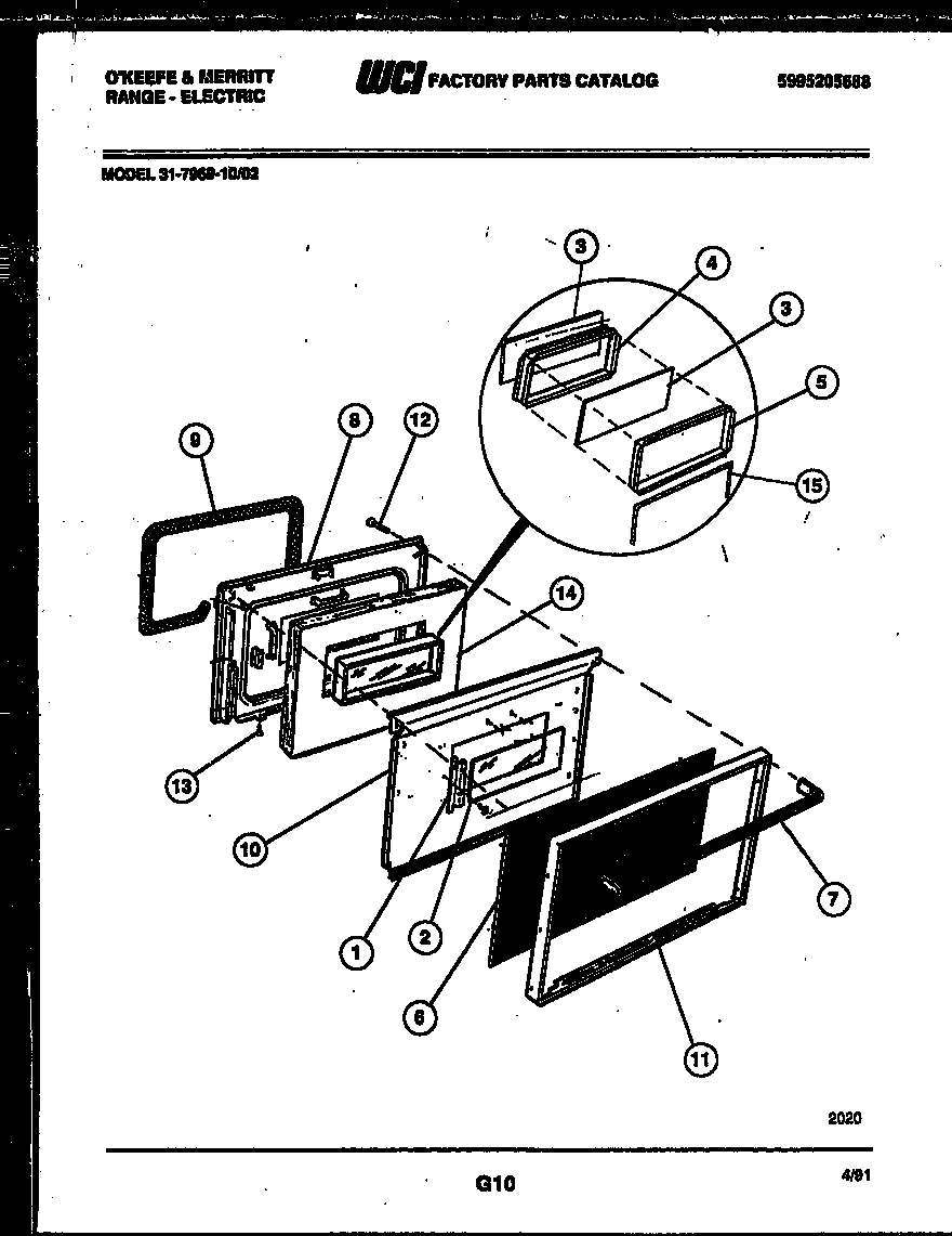 Tappan 31-7969-00-02 door parts diagram