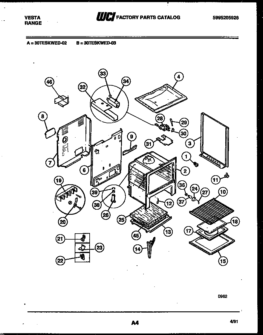Tappan 30TESKWED2 body parts diagram