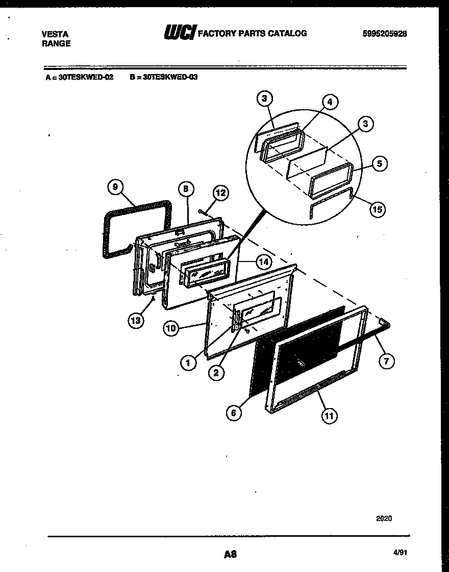 Tappan 30TESKWED2 door parts diagram