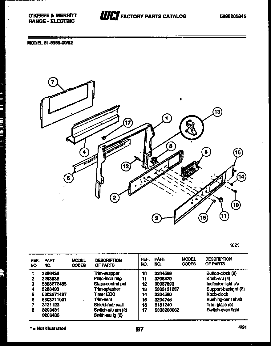 Tappan 31-6969-00-02 backguard diagram