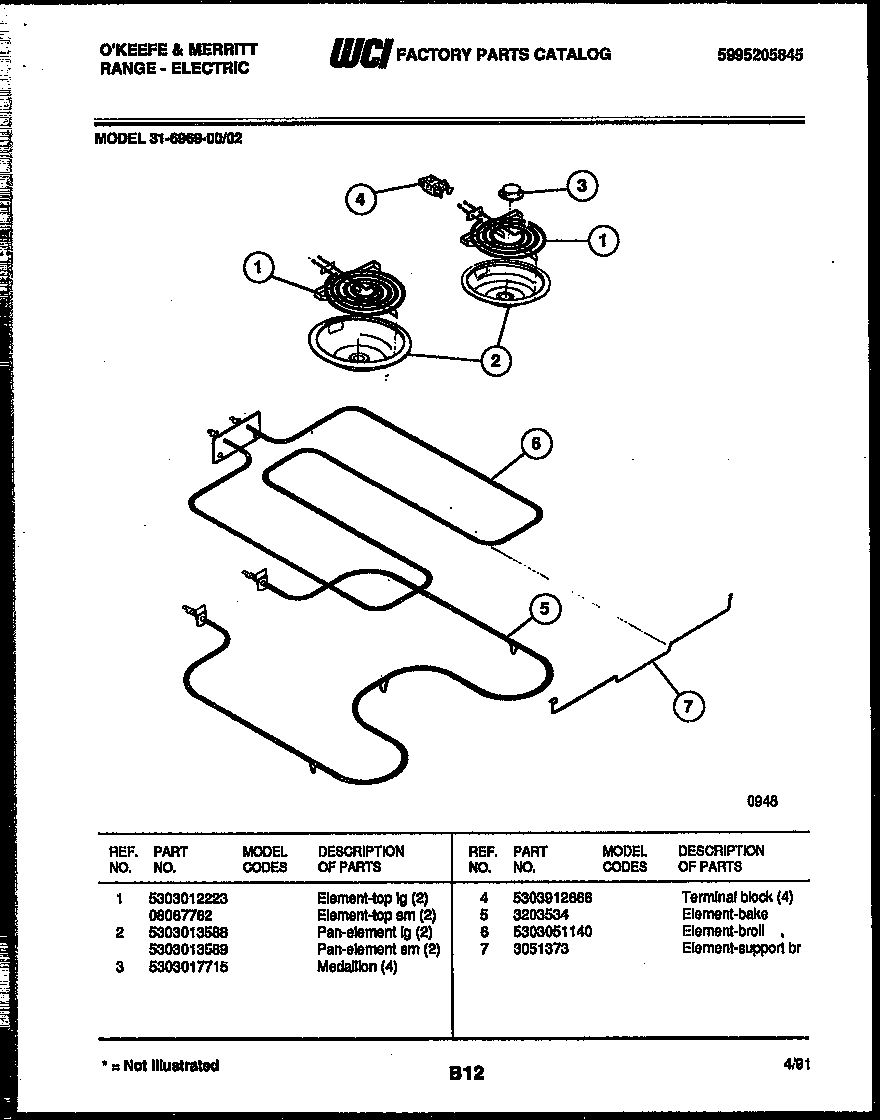 Tappan 31-6969-00-02 broiler parts diagram