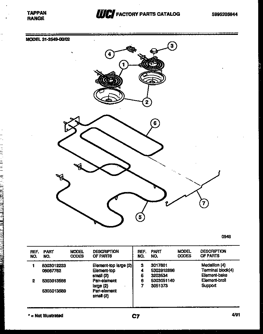 Tappan 31-2549-00-02 broiler parts diagram