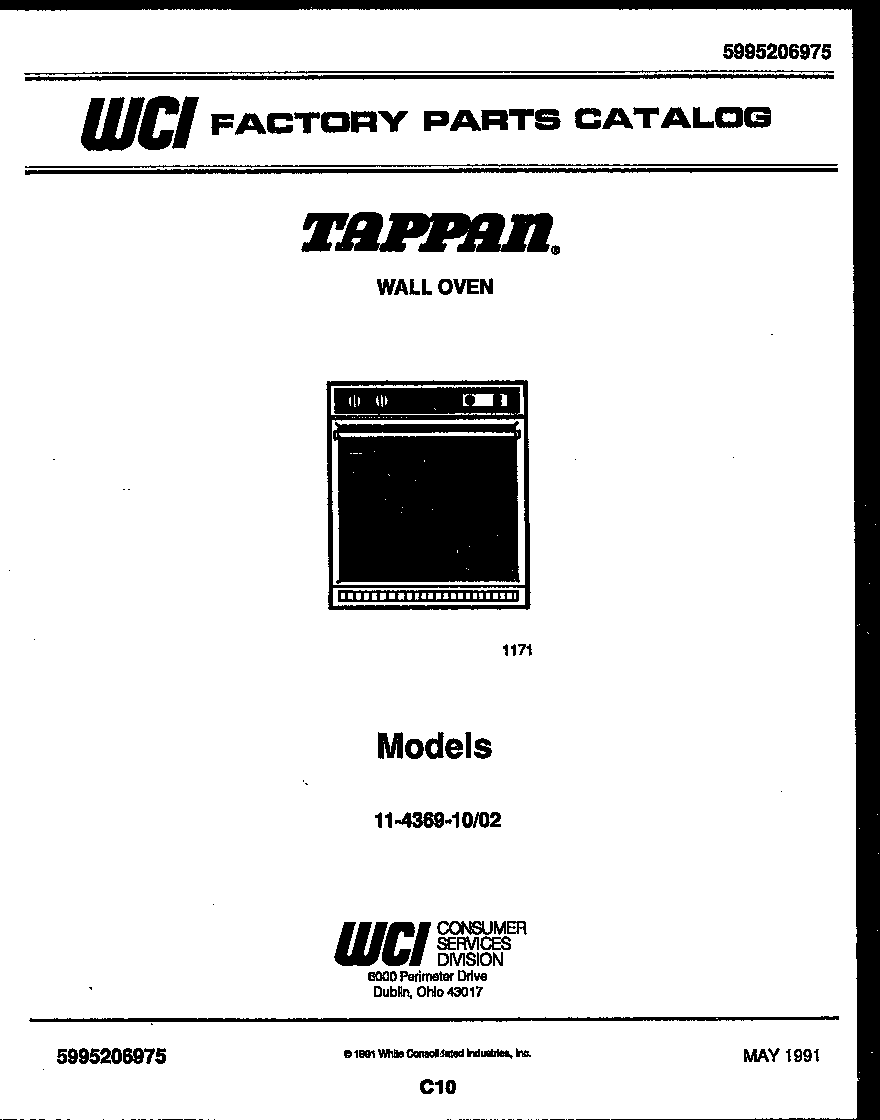 Tappan 11-4369-00-02 cover page- text only diagram