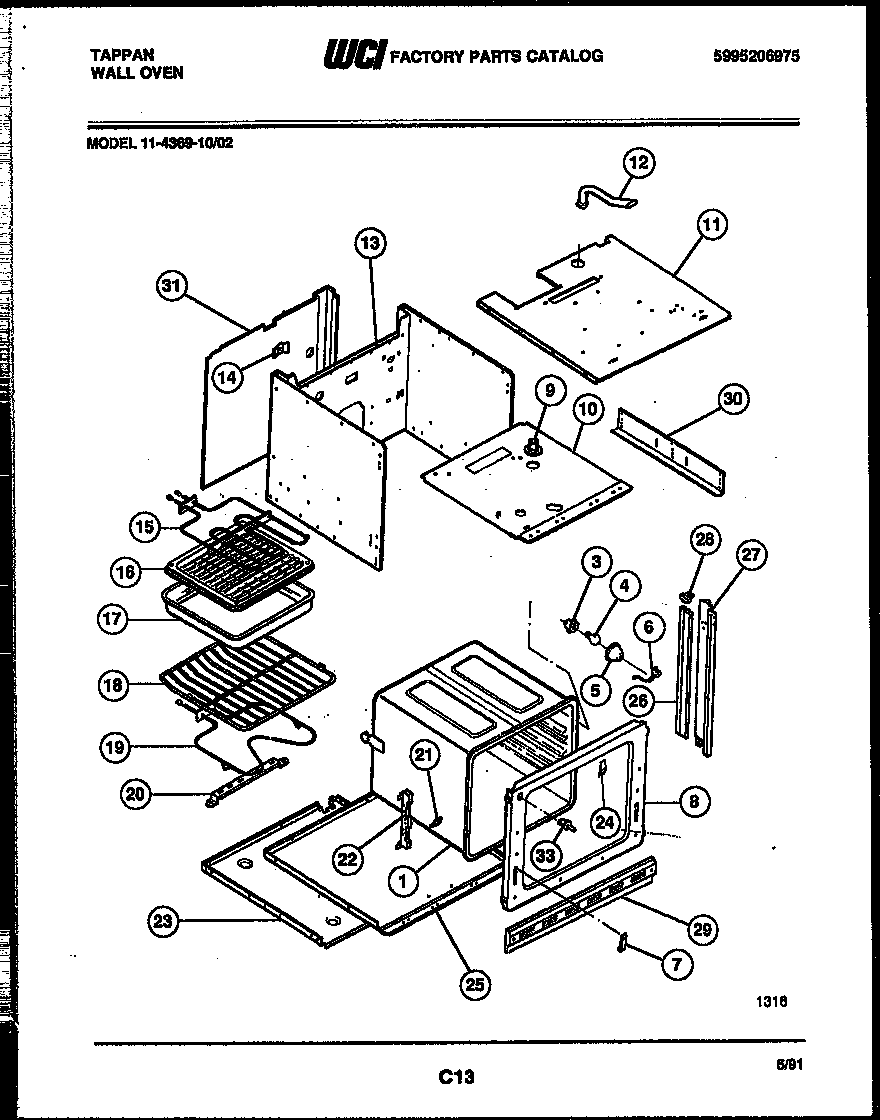Tappan 11-4369-00-02 body parts diagram