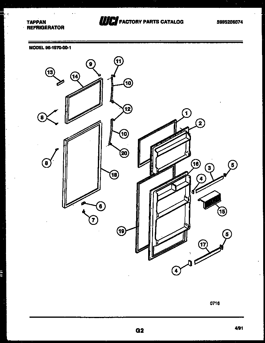 Tappan 49-2848-23-03 cabinet and component parts diagram