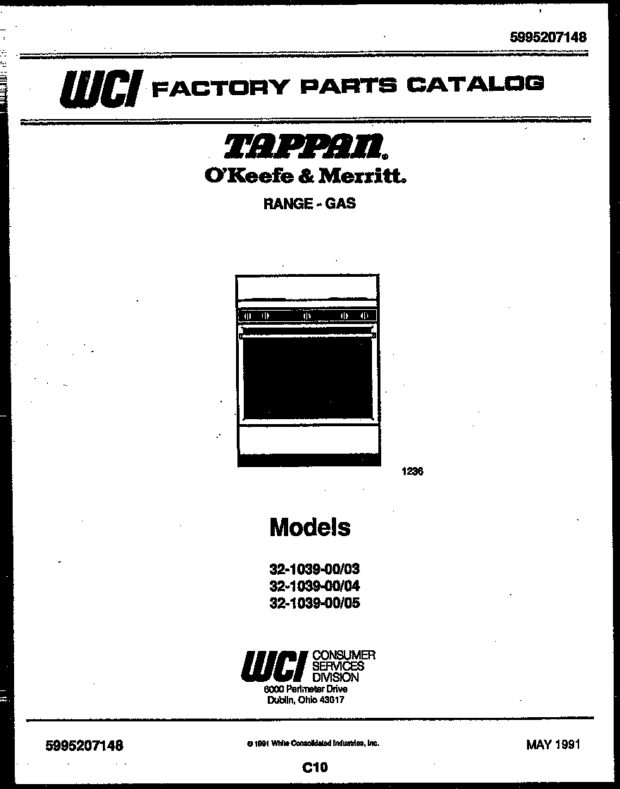 Tappan 32-1039-00-03 cover page diagram
