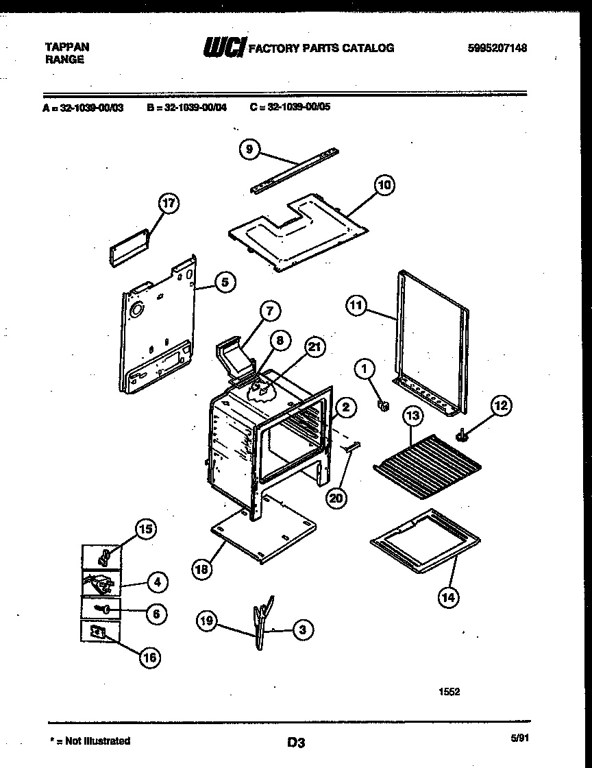 Tappan 32-1039-00-03 body parts diagram