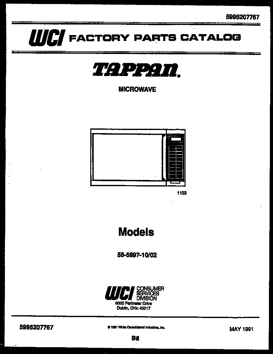 Tappan 56-5897-10-02 front cover diagram