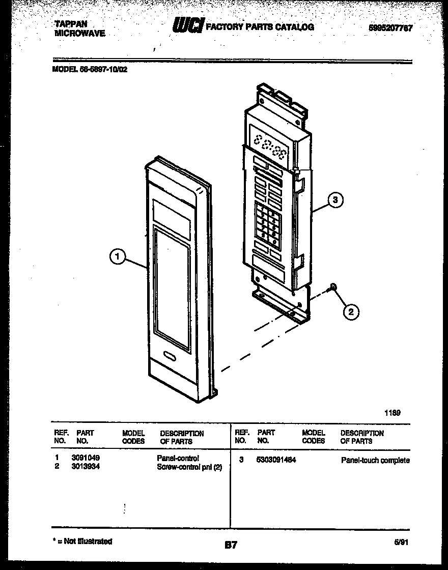 Tappan 56-5897-10-02 control panel diagram