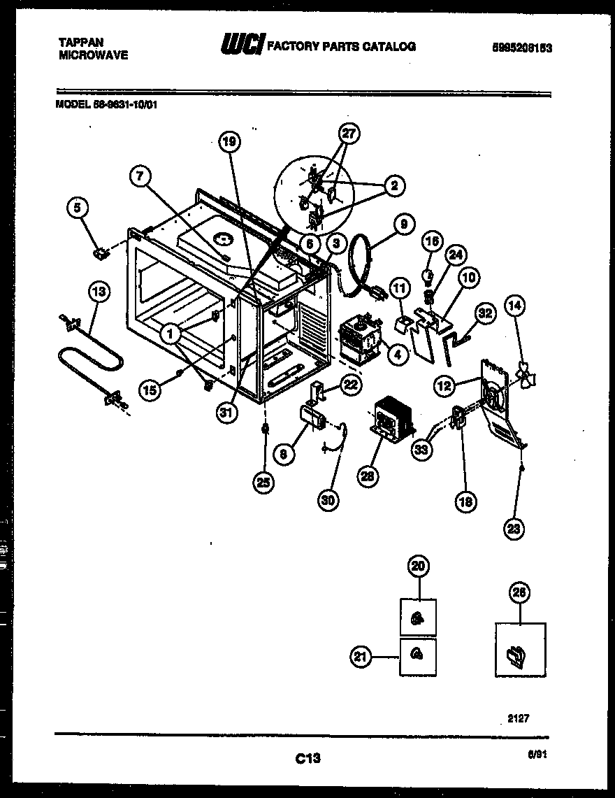 Tappan 56-9631-10-01 functional parts diagram