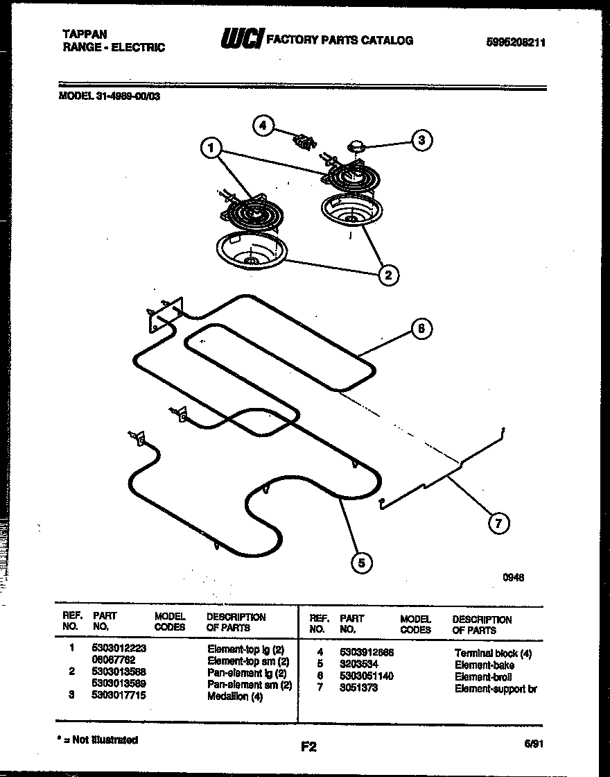 Tappan 31-4989-00-03 broiler parts diagram