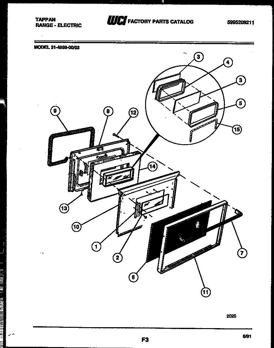 Tappan 31-4989-00-03 door parts diagram