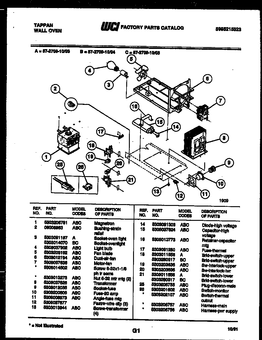 Tappan 57-2709-10-05 power control diagram