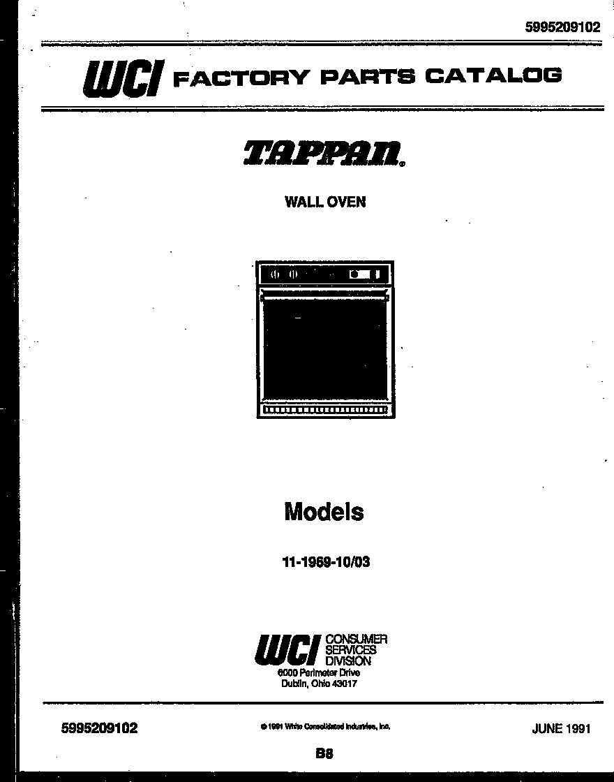 Tappan 11-1969-00-03 cover page- text only diagram