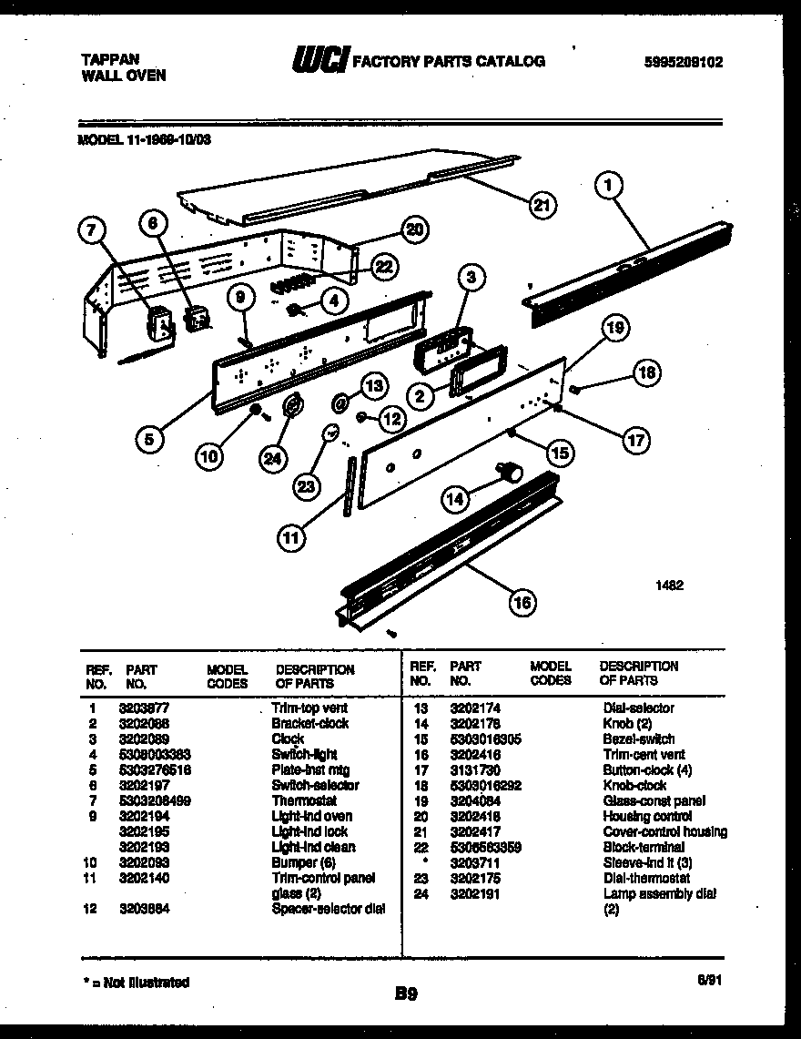 Tappan 11-1969-00-03 control panel diagram