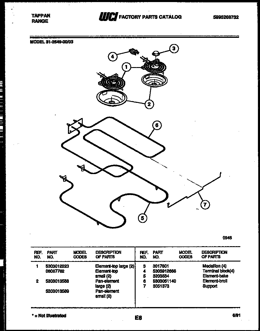 Tappan 31-2549-00-03 broiler parts diagram