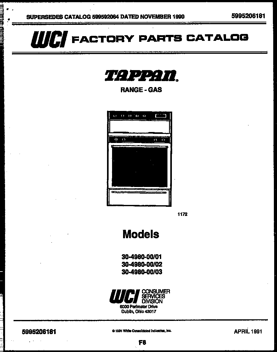Tappan 30-4980-23-03 cover page diagram