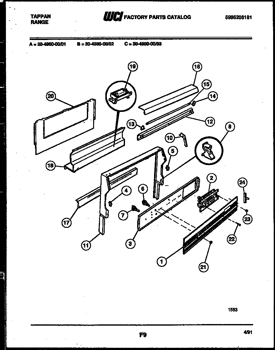 Tappan 30-4980-23-03 backguard diagram