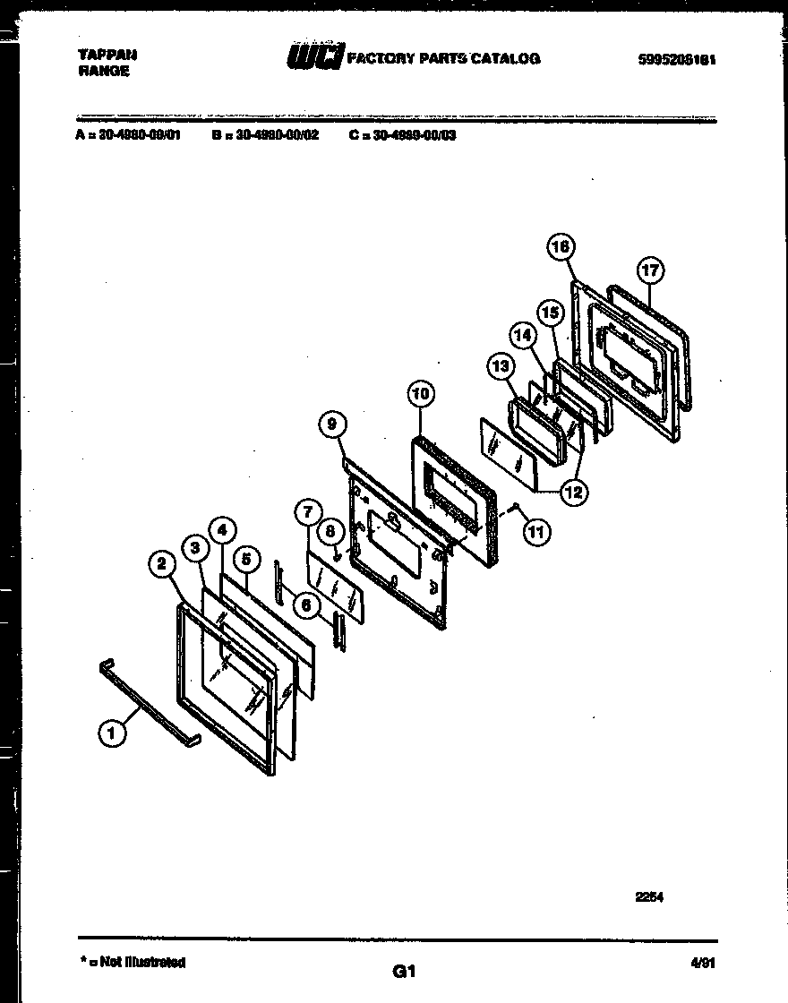 Tappan 30-4980-23-03 door parts diagram