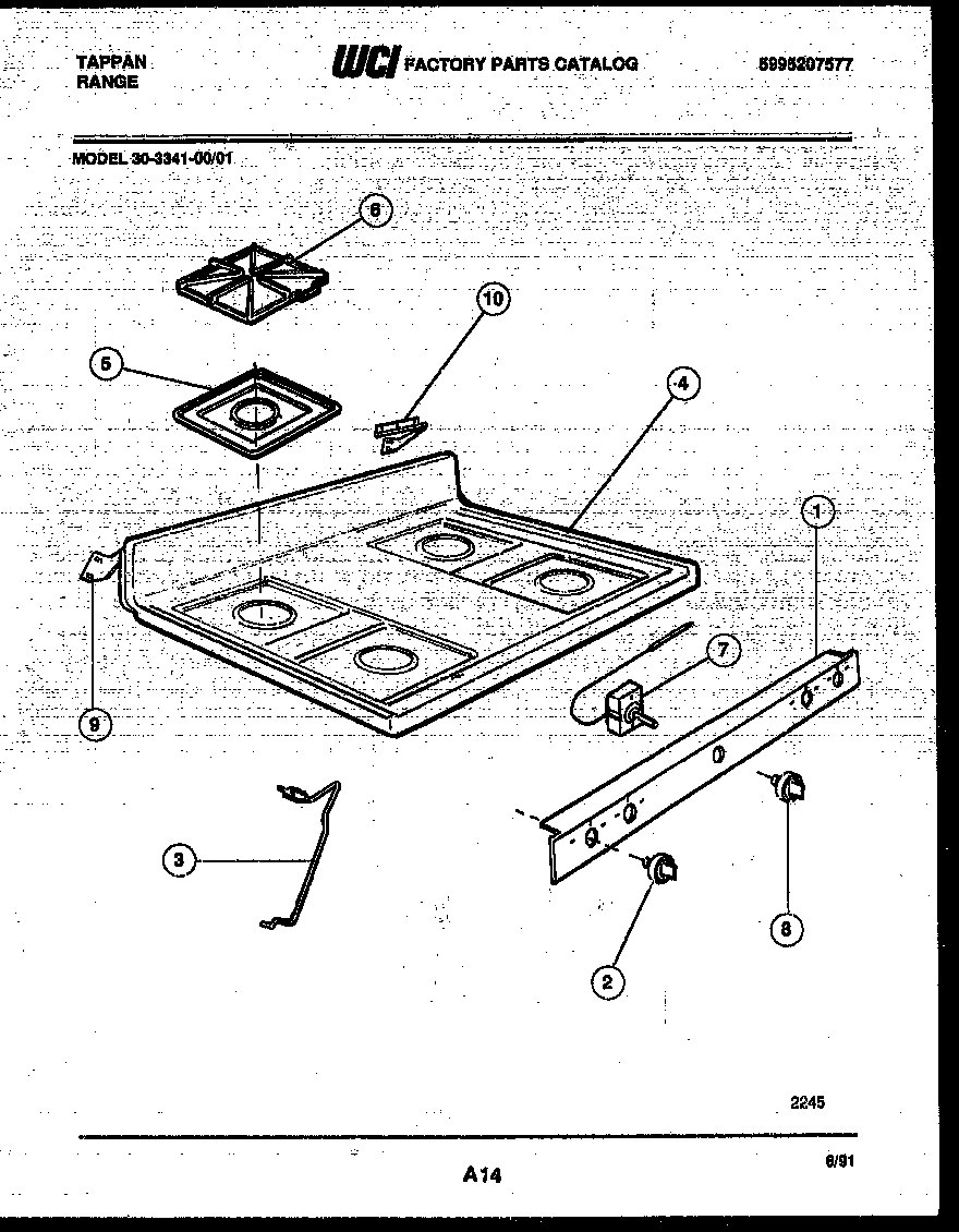 Tappan 30-3341-23-01 cooktop parts diagram