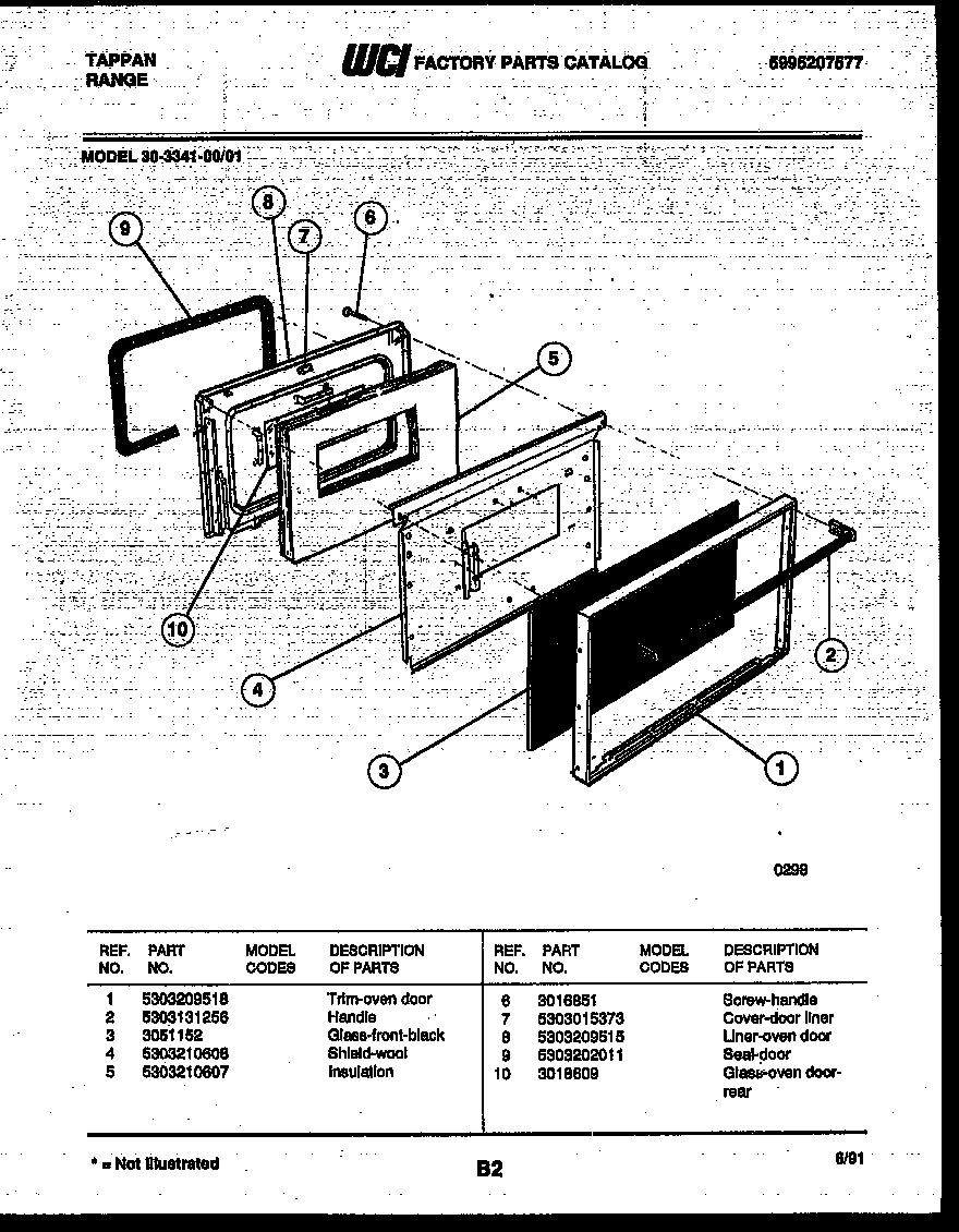 Tappan 30-3341-23-01 door parts diagram