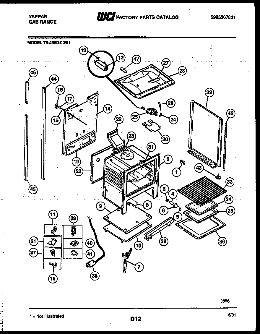 Tappan 76-4960-00-01 lower body parts diagram