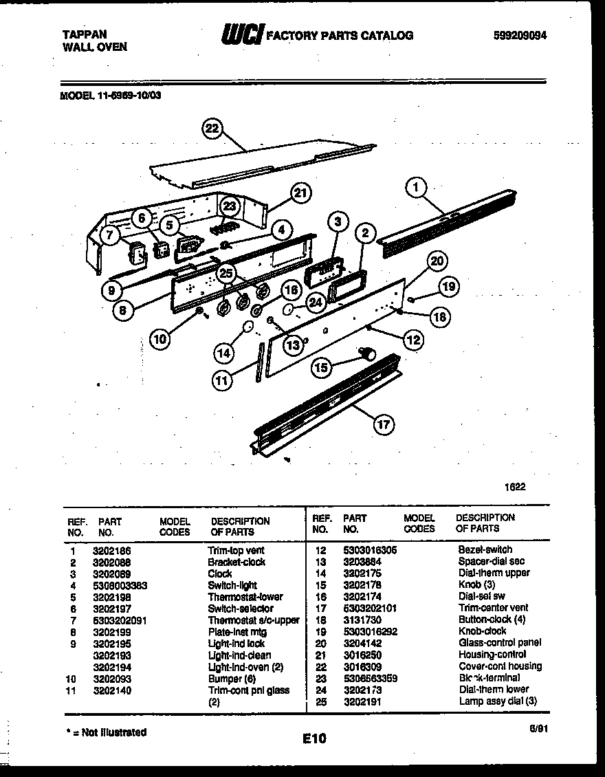 Tappan 11-5969-00-03 control panel diagram