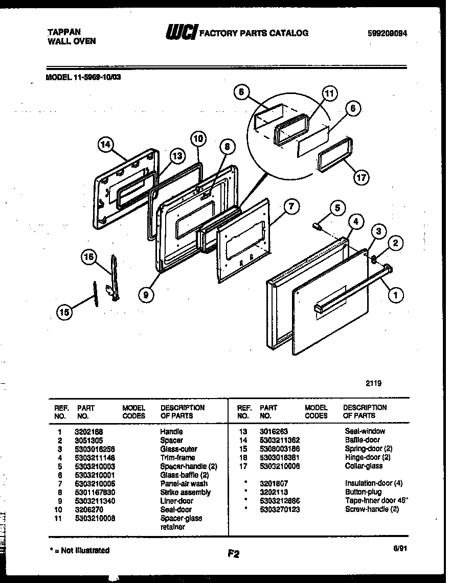 Tappan 11-5969-00-03 door parts diagram
