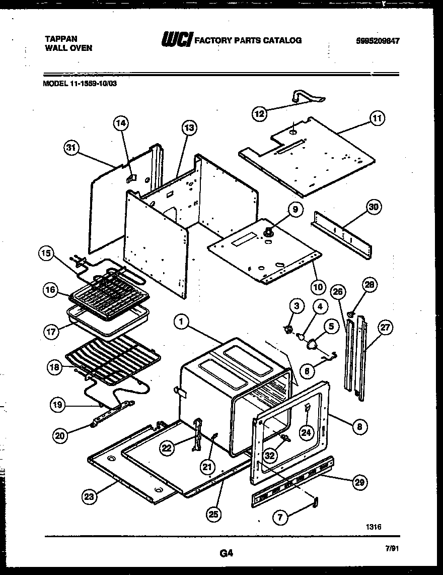 Tappan 11-1559-00-03 body parts diagram