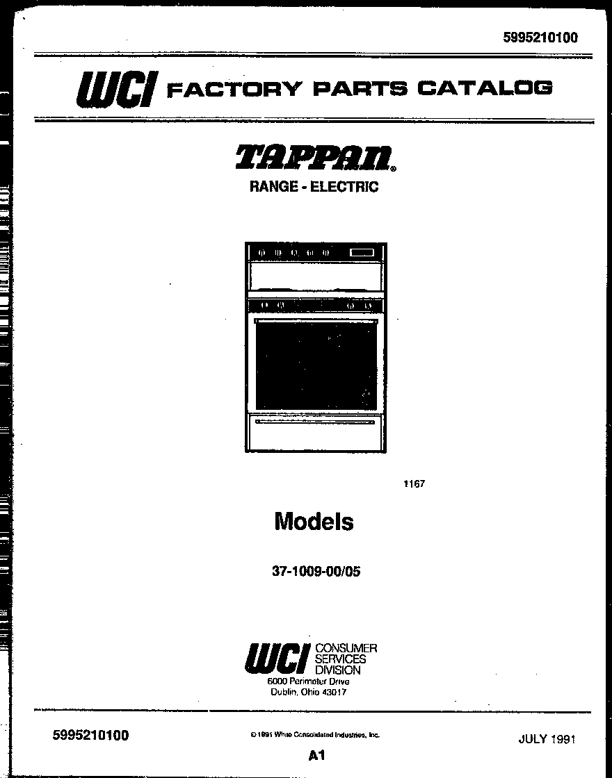 Tappan 37-1009-00-05 cover page diagram
