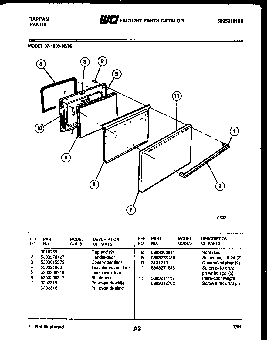 Tappan 37-1009-00-05 door parts diagram