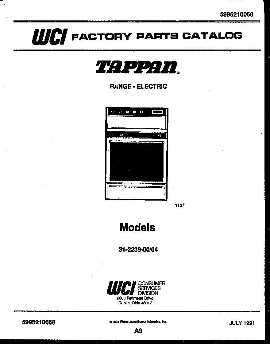 Tappan 31-2239-00-04 cover page diagram