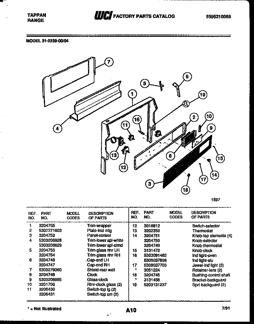 Tappan 31-2239-00-04 backguard diagram