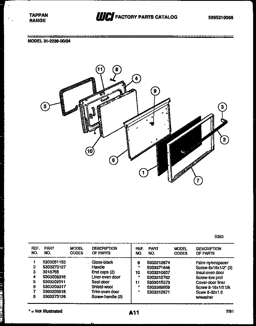 Tappan 31-2239-00-04 door parts diagram