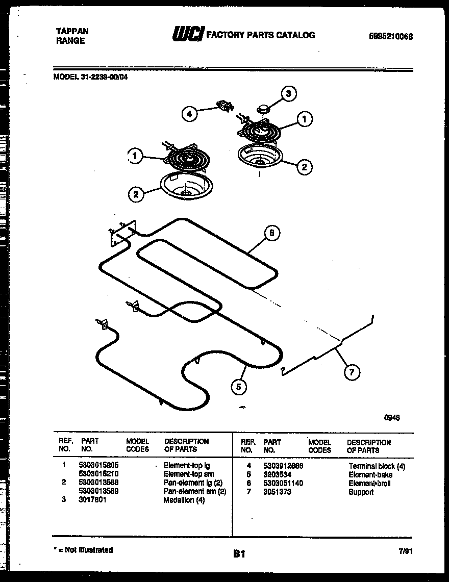 Tappan 31-2239-00-04 broiler parts diagram