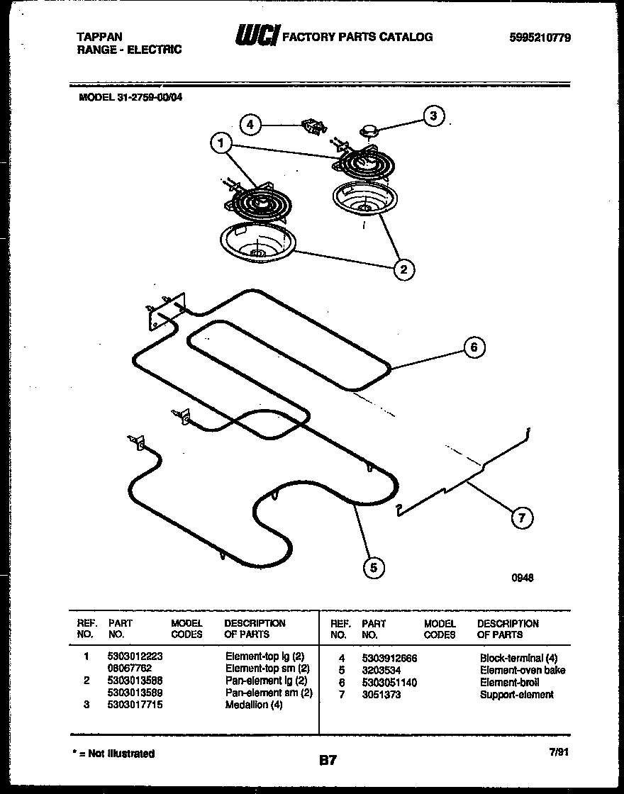 Tappan 31-2759-00-04 broiler parts diagram