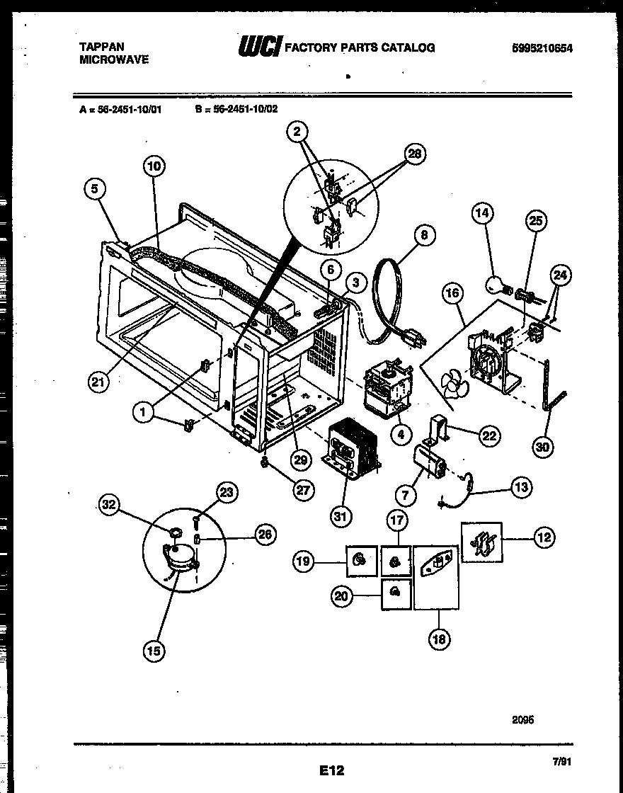 Tappan 56-2451-10-02 functional parts diagram