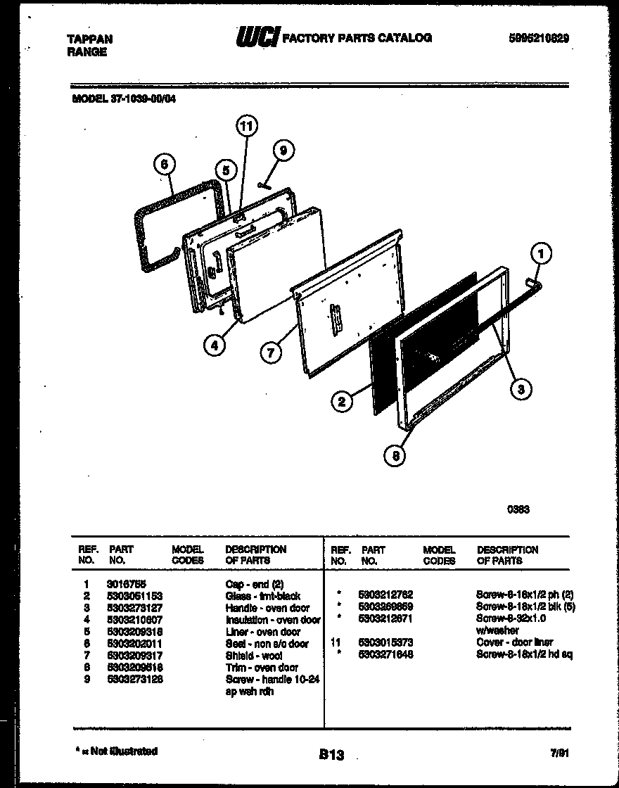 Tappan 37-1039-00-04 door parts diagram