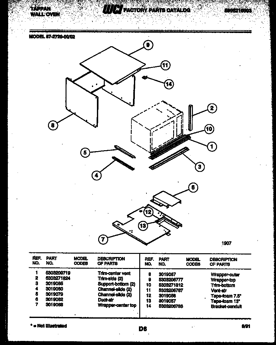 Tappan 57-2729-00-02 upper body parts diagram