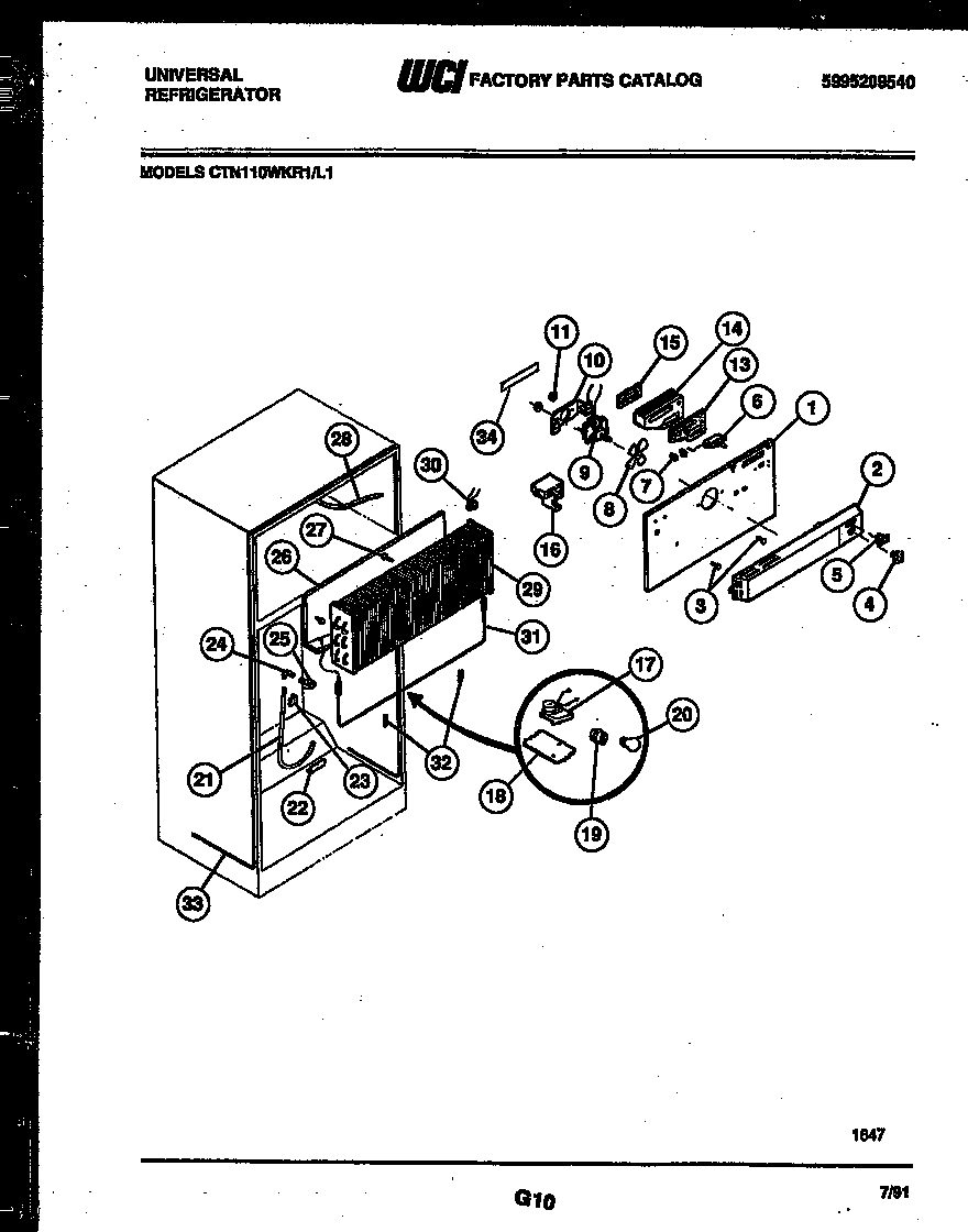 Gibson CTN110WKL1 system and automatic defrost parts diagram