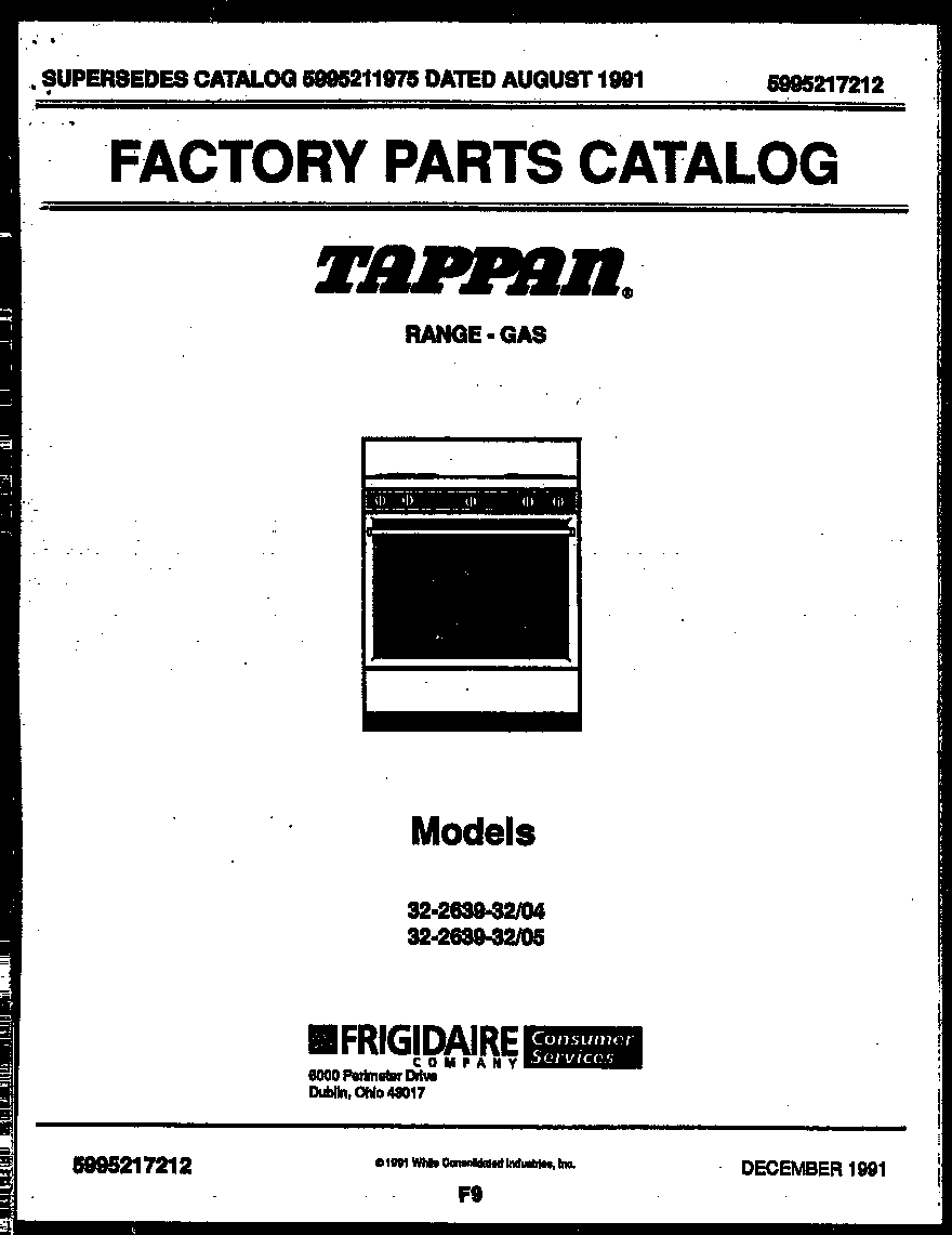 Tappan 32-2639-00-04 cover page diagram