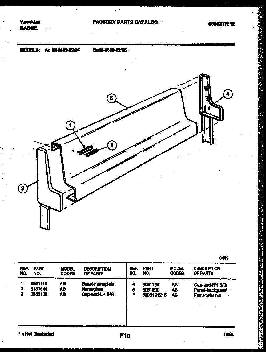 Tappan 32-2639-00-04 backguard diagram