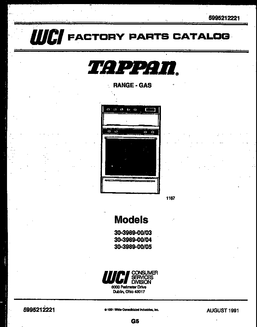 Tappan 30-3989-23-03 cover page diagram